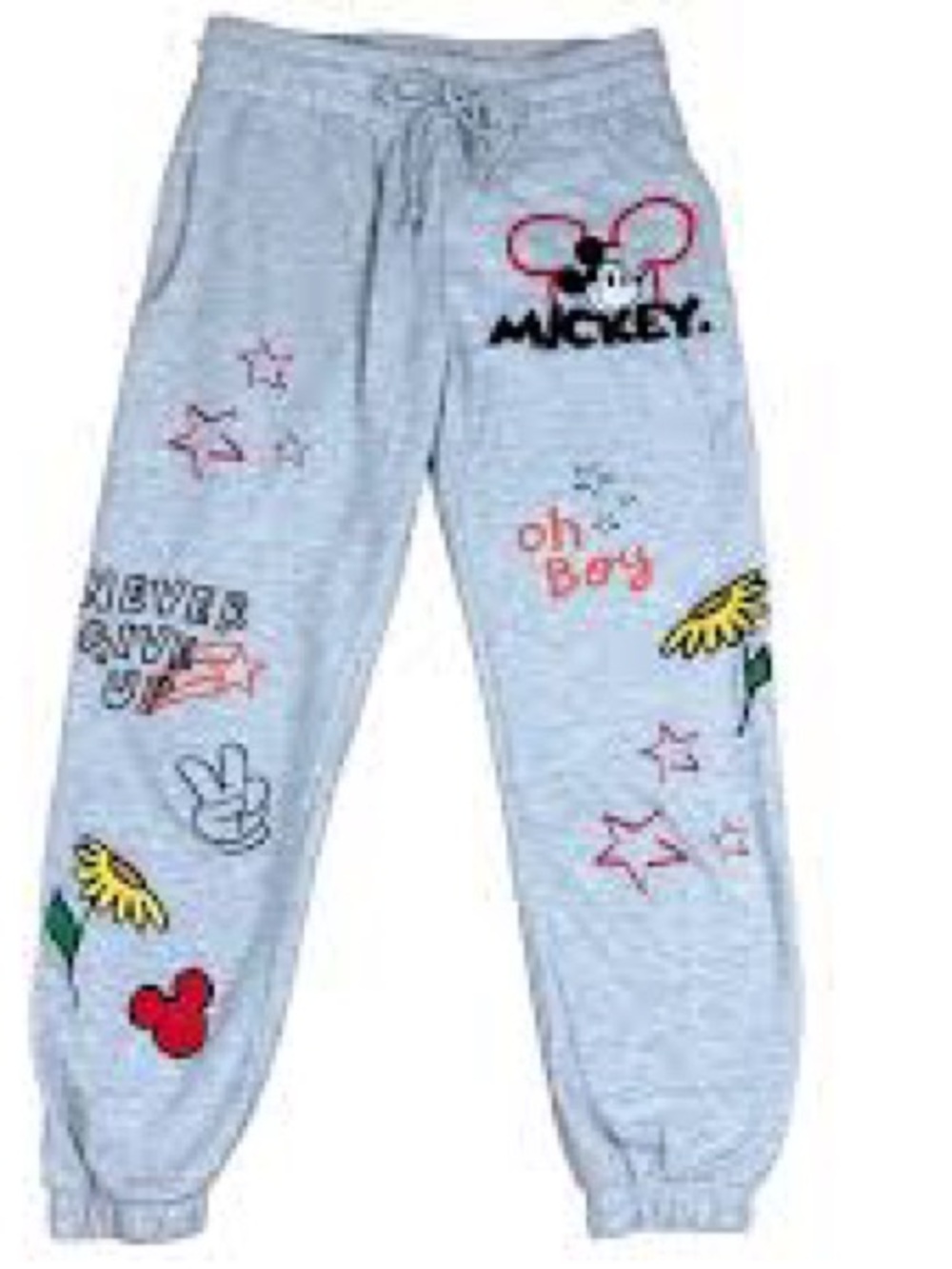 Mickey Graphic Light Gray Jogger Sweatpants - Multicolor Prints